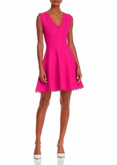 MILLY Women's Knit Eyelet Scallop Fit and Flare Dress  S