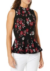 MILLY Women's Knit Twilight Floral Sleeveless Peplum Flare Shell Top  M