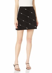 MILLY Women's Pearl Embroidery on Cady Skirt