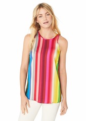 MILLY Women's Rainbow Print on Georgette Sleeveless Marie Tank Top