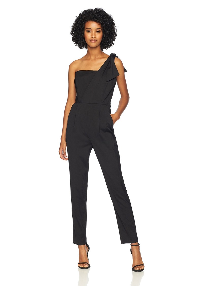 MILLY Women's Stretch Suiting One Sleeveless Shoulder Jumpsuit