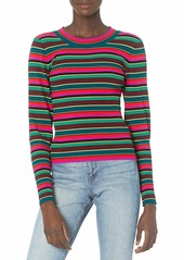MILLY Women's Stripe Rib Poof Sleeve Pullover  M