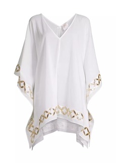 Milly Mirror-Embroidered Short Caftan
