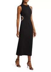 Milly Nadya Crêpe Embellished Cut-Out Midi-Dress