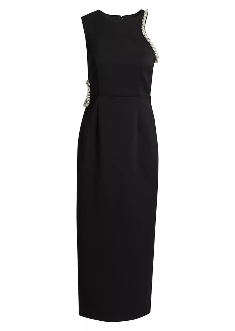 Milly Nadya Crêpe Embellished Cut-Out Midi-Dress