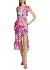Milly Nanci Petals In Bloom Ruffled Midi-Dress