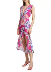 Milly Nanci Petals In Bloom Ruffled Midi-Dress