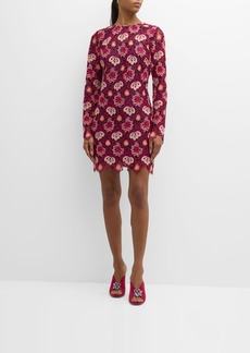 Milly Nessa Long-Sleeve Floral Lace Mini Dress
