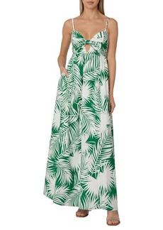 Milly Noah Palm Print Cutout Dress