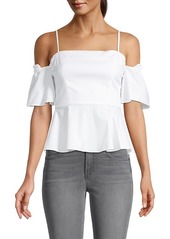 Milly Noelle Cold-Shoulder Ruffle Top