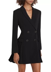 Milly Noora Pleated Double-Breasted Blazer Minidress