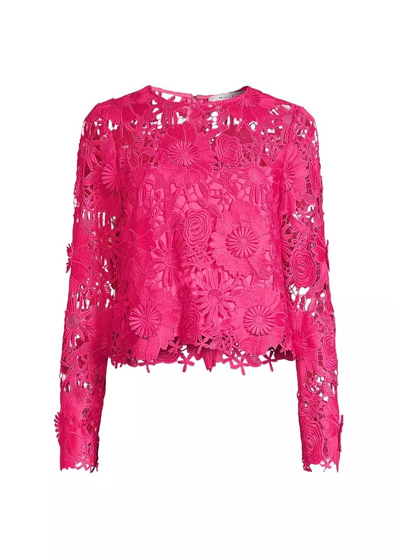 Milly Nori 3D Lace Long-Sleeve Top