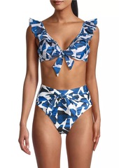 Milly Ocean Puzzle Flutter-Sleeve Bikini Top