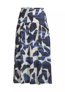 Milly Ocean Puzzle Pleated Midi-Skirt