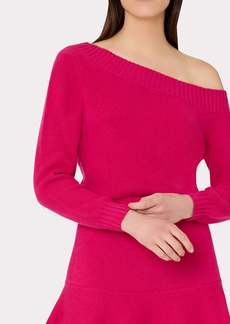 Milly Off The Shoulder Sweater In Fuchsia