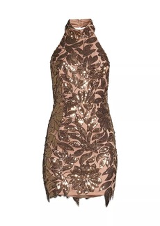 Milly Olivia Sequin Leaf Minidress