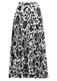 Milly Otha Flowers Of Spain Pleated Midi-Skirt