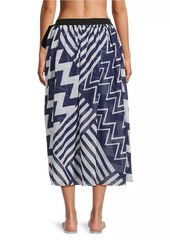 Milly Patchwork Chevron Cover-Up Midi-Skirt