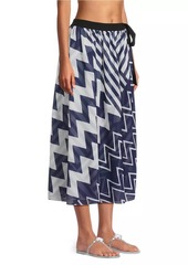 Milly Patchwork Chevron Cover-Up Midi-Skirt