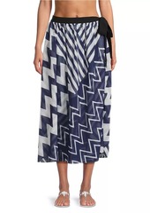 Milly Patchwork Chevron Cover-Up Midi-Skirt