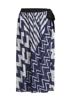 Milly Patchwork Chevron Cover-Up Midi-Skirt