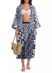 Milly Patchwork Chevron Cover-Up Midi-Skirt