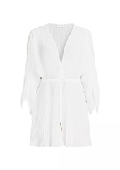 Milly Pleated Chiffon Cover-Up Minidress