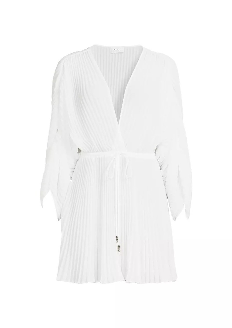 Milly Pleated Chiffon Cover-Up Minidress