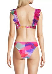 Milly Rainbow Waterfall Ruffled Bikini Top