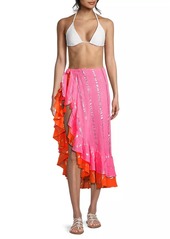 Milly Resort Striped Ruffled Cover-Up Skirt