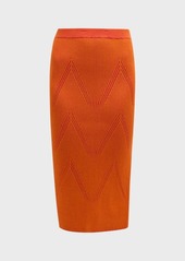 Milly Ribbed Knit Midi Pencil Skirt