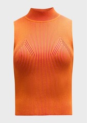 Milly Ribbed Mock-Neck Shell Top