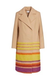 Milly Rosie Striped Wool Coat