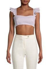 Milly Ruffle-Trim Cotton Cropped Top