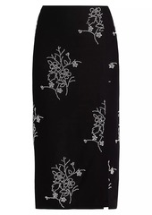 Milly Santanna Floral Beaded Midi-Skirt