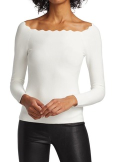 Milly Scalloped Boatneck Sweater