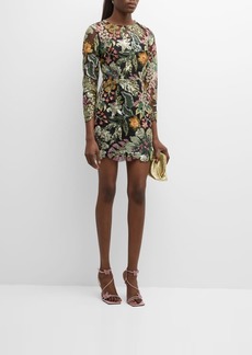 Milly Scottie Sequin Floral-Embroidered Mini Dress