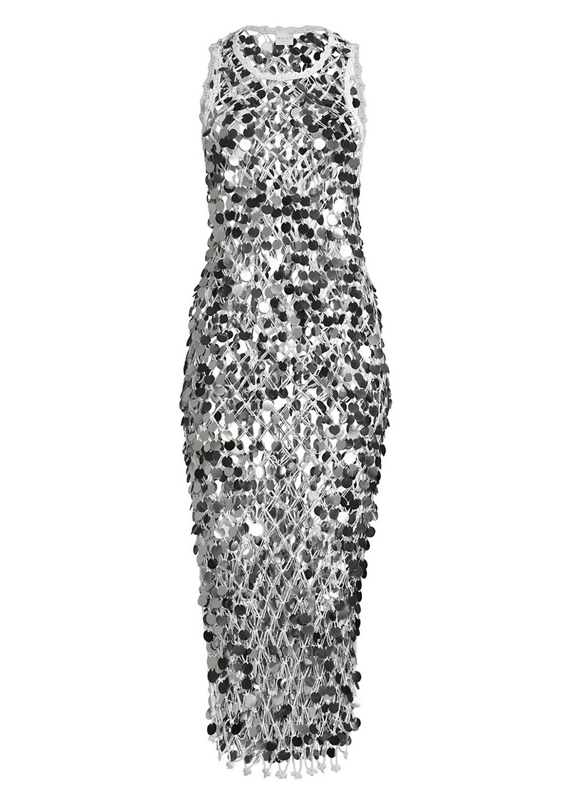 Milly Sequined Cotton-Blend Crocheted Midi-Dress