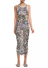 Milly Sequined Cotton-Blend Crocheted Midi-Dress