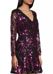 Milly Sequined Long-Sleeve Minidress