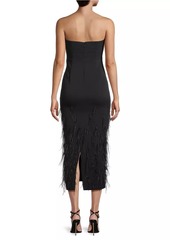 Milly Shai Strapless Feather Midi-Dress