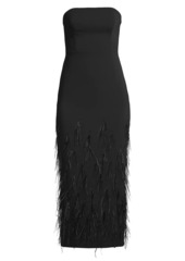 Milly Shai Strapless Feather Midi-Dress