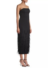 Milly Shai Strapless Feather Midi-Dress