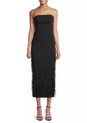 Milly Shai Strapless Feather Midi-Dress