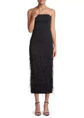 Milly Shai Strapless Feather Midi-Dress