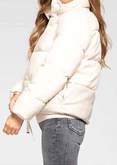 Milly Sharon Vegan Leather Puffer Jacket In Ecru