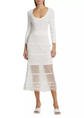 Milly Sheer Rib-Knit Midi-Dress