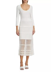 Milly Sheer Rib-Knit Midi-Dress