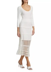 Milly Sheer Rib-Knit Midi-Dress