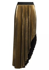 Milly Shenandoah Asymmetric Pleated Lamé Skirt